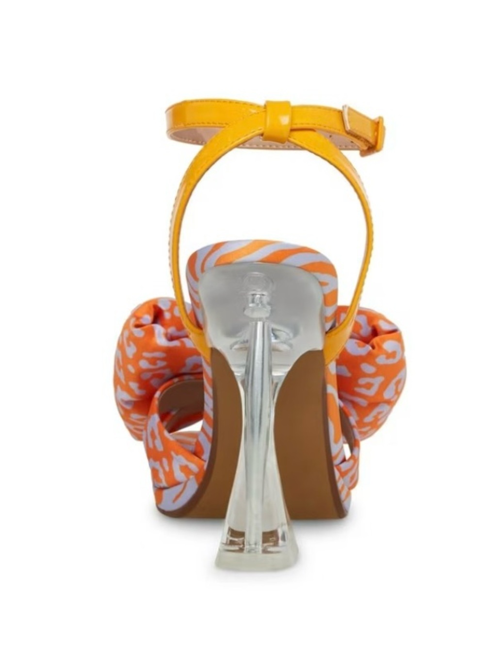 Betsey Johnson Polly Orange and Lilac Leopard Bow Jeweled Ankle-Heels - Picture 4 of 4